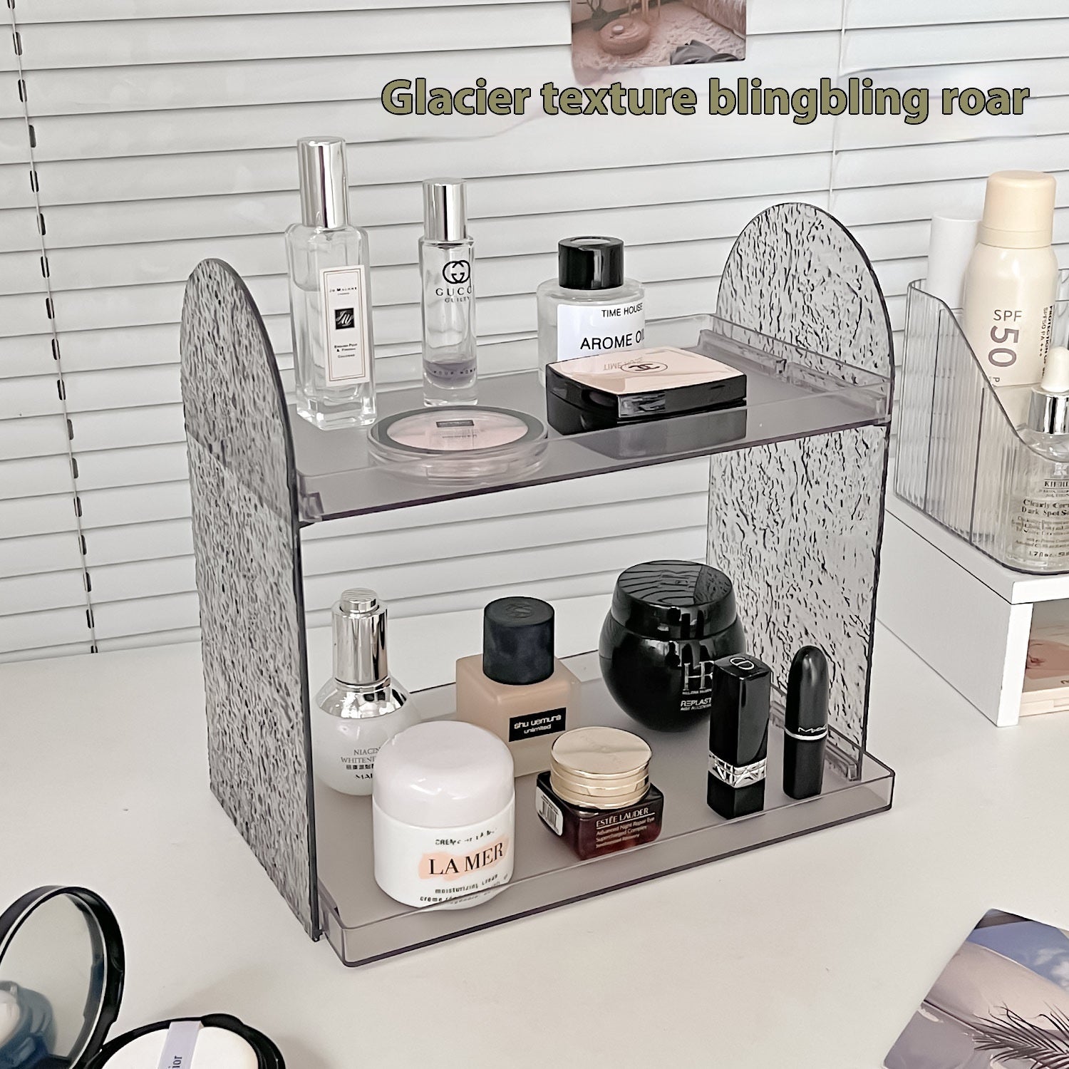 Acrylic Glacier Pattern Cosmetics Organizer – Desktop Storage Box