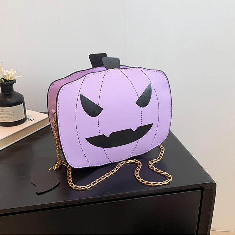 Halloween Pumpkin Shoulder Bag – Funny Cartoon Chain Crossbody Purse