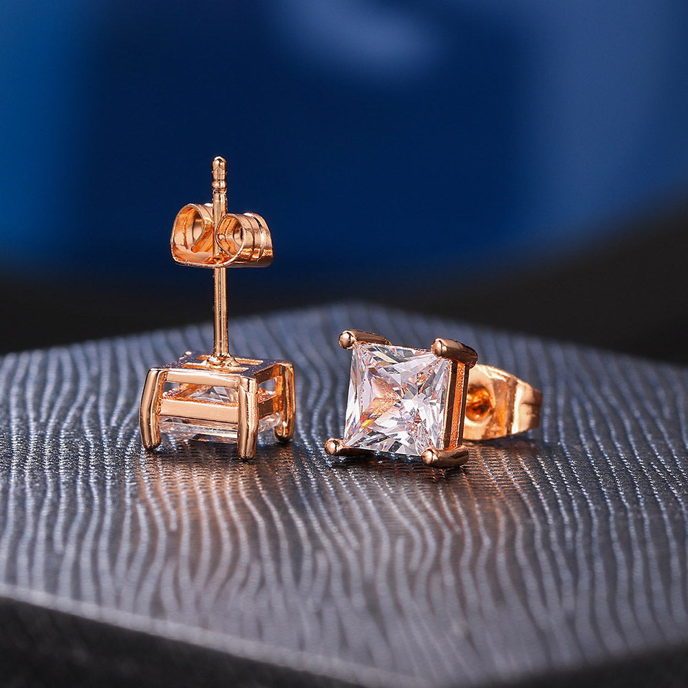 Classic Hot Selling Product Geometric Zircon Stud Earrings Fashion All-match Single Diamond