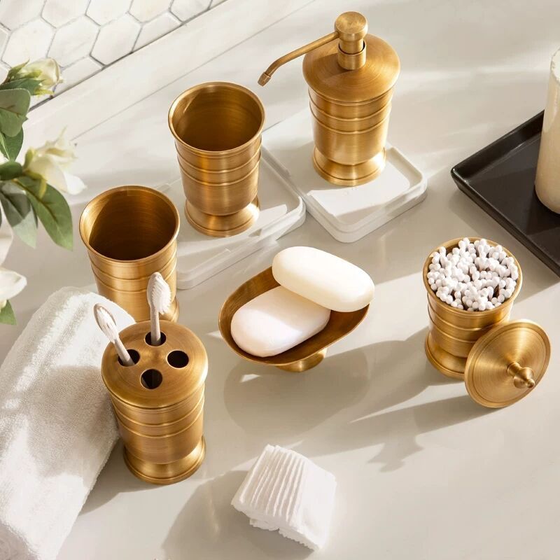 Bronze Bathroom Accessories Set – 6-Piece Countertop Vanity Collection