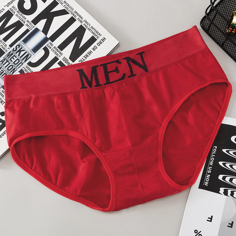 Men's Polyester Briefs Breathable 3D Text Pattern Mid Rise