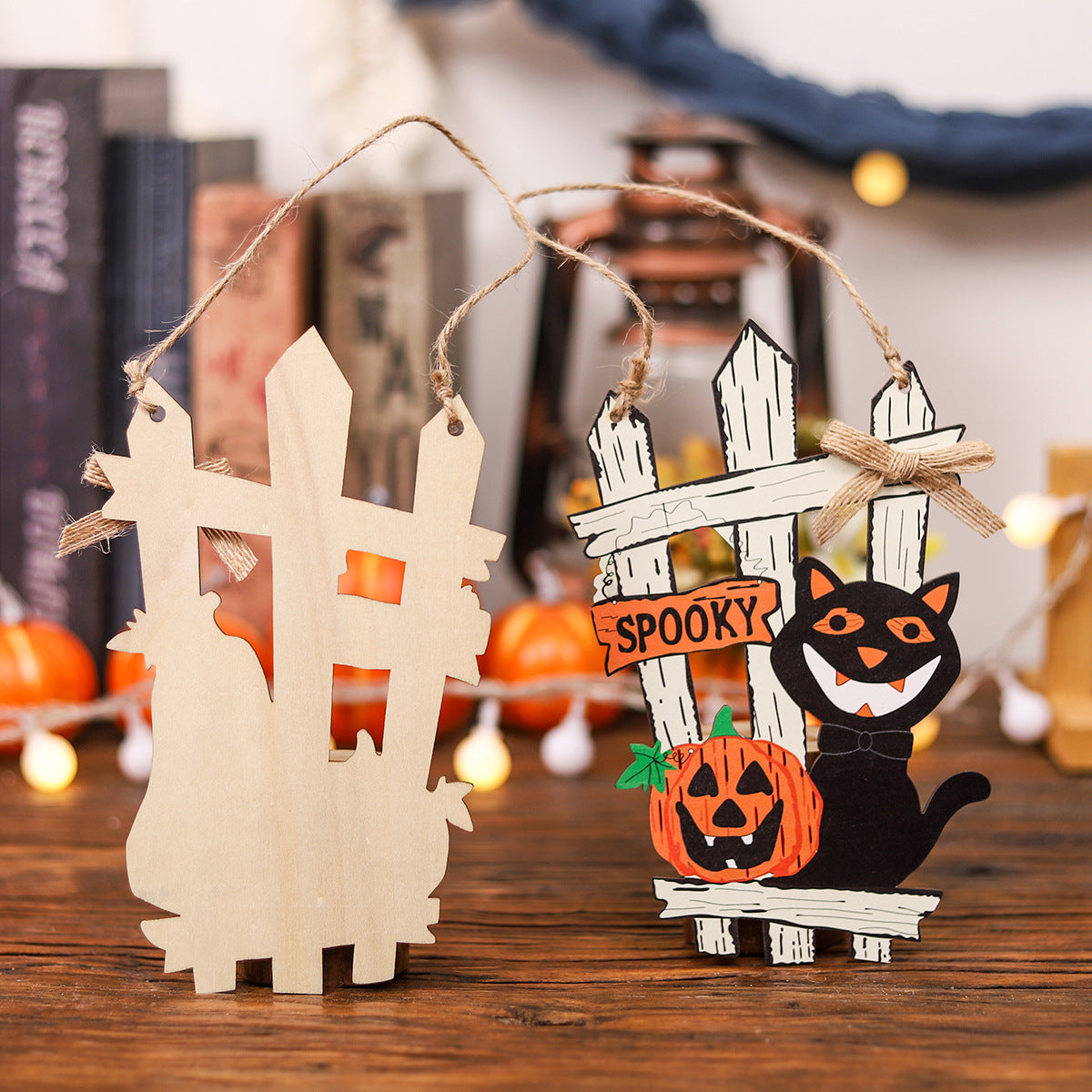Halloween Black Cat Fence Door Decorations Hanging