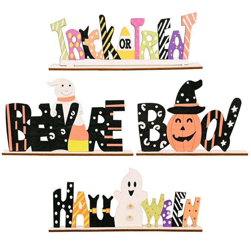 Halloween Wood Decorations DIY Ghost Letter Festival Ornamen