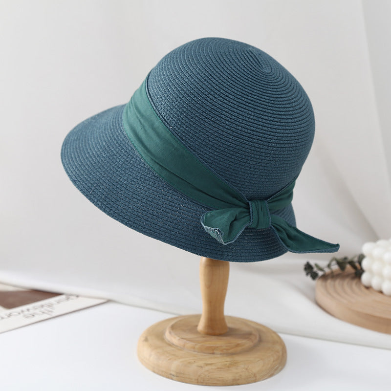 Simple Ribbon Bow Bucket Hat Women's Sun Hat