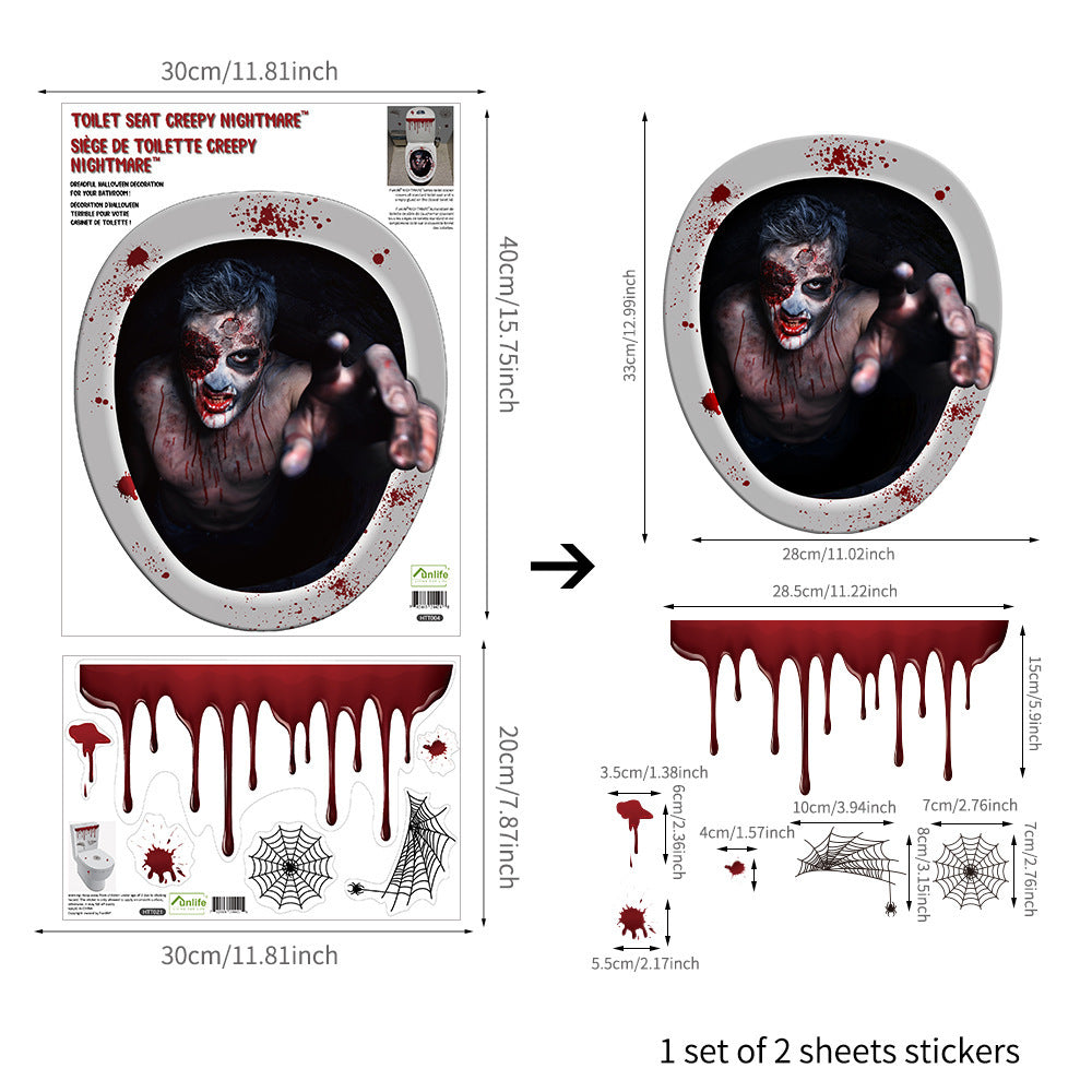 Theme Restaurant Halloween Series Midnight Return To The Soul Toilet Horror Toilet Sticker