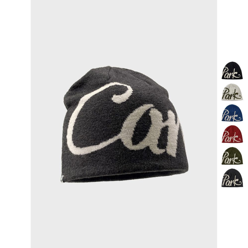 American Street Letter Jacquard Double-sided Wear Knitted Hat