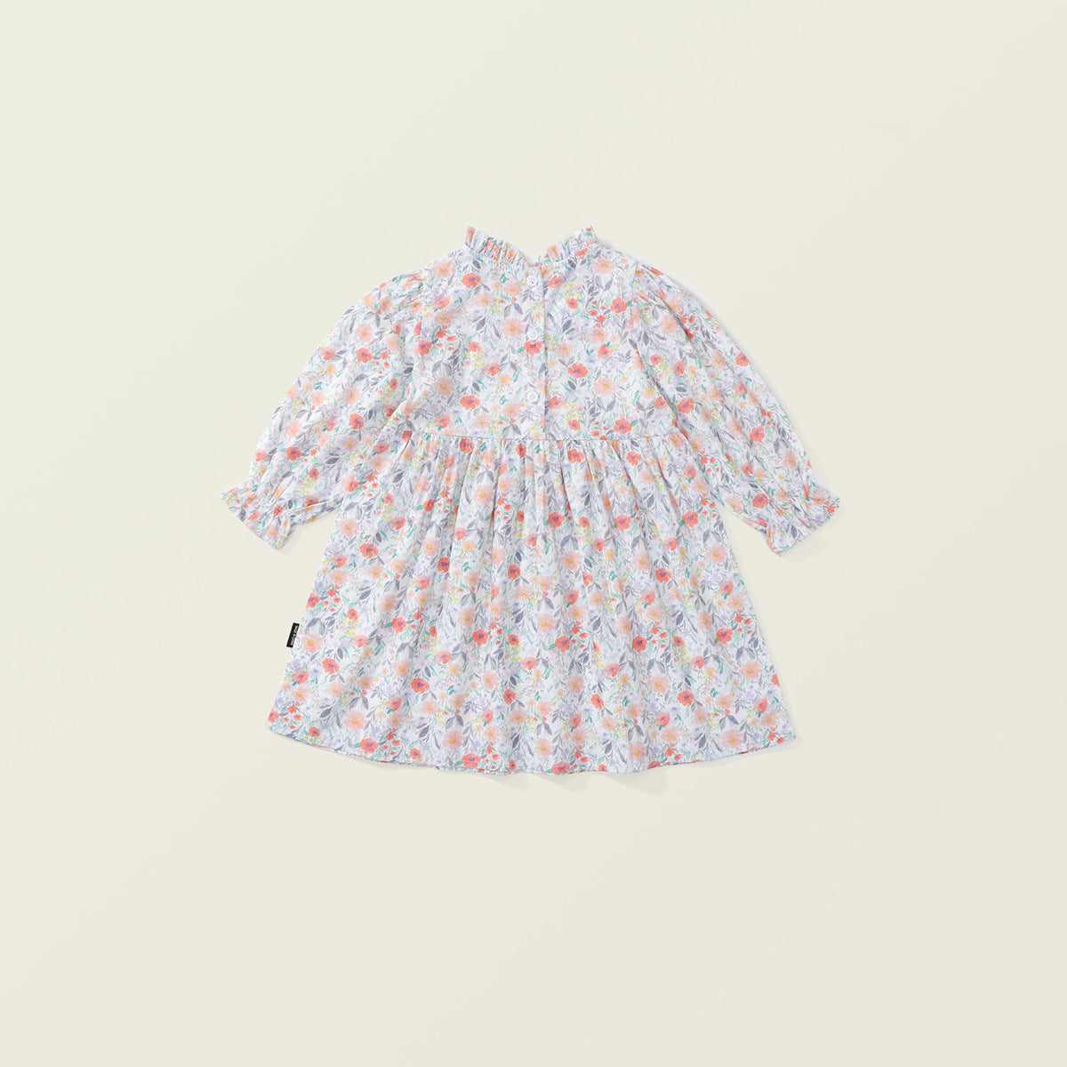 Girls' Cotton Floral Dress Pastoral Style Puff Sleeve