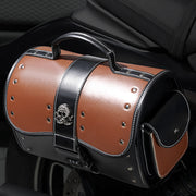 PU Leather Color Contrast Patchwork Motorcycle Front Bag