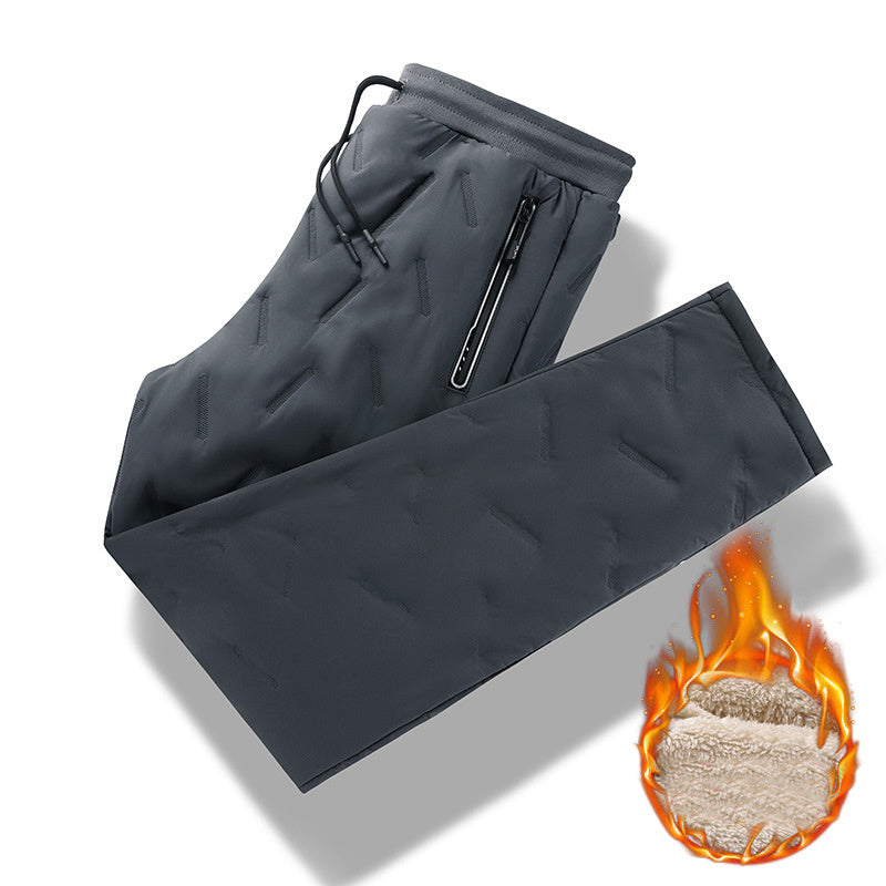 Men’s Winter Fleece Pants – Thickened Windproof Jogging Trousers with Zip Pocket