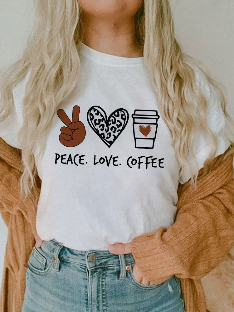 Women's Short-sleeved T-shirt Fashion Printed E Bottoming Shirt