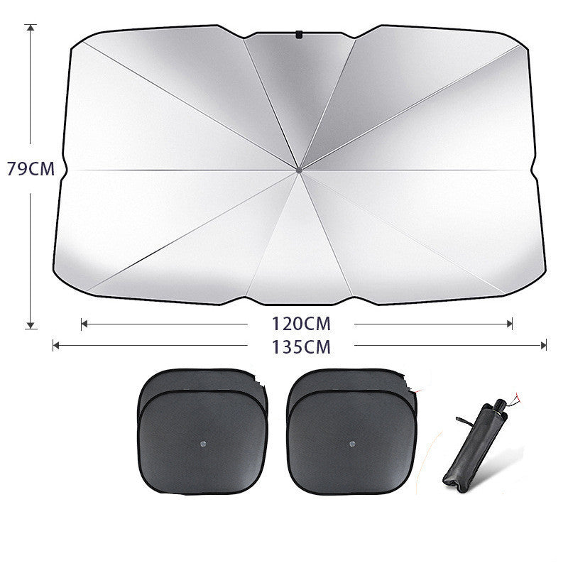 Foldable Car Windshield Sun Shade Umbrella, UV Protection and Heat Insulation Front Window Cover