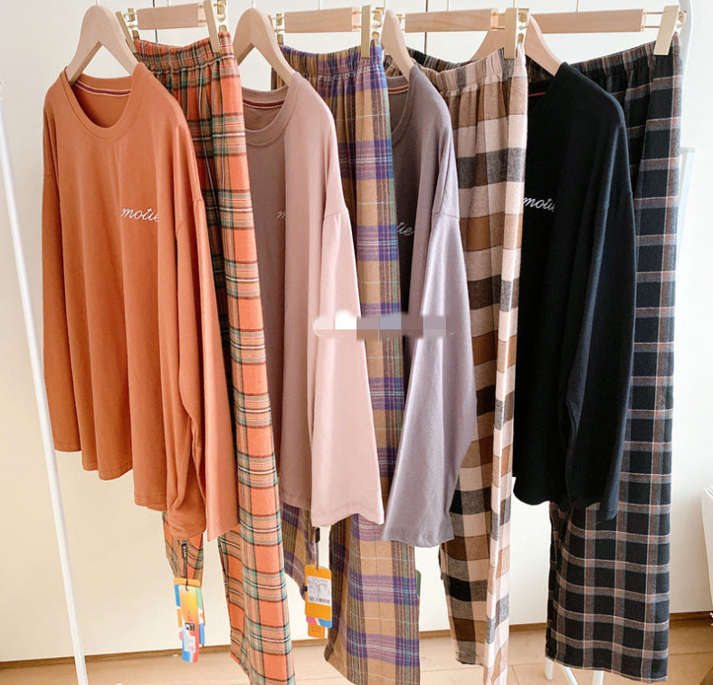Long Sleeve Casual Simple Korean Style Homewear Set