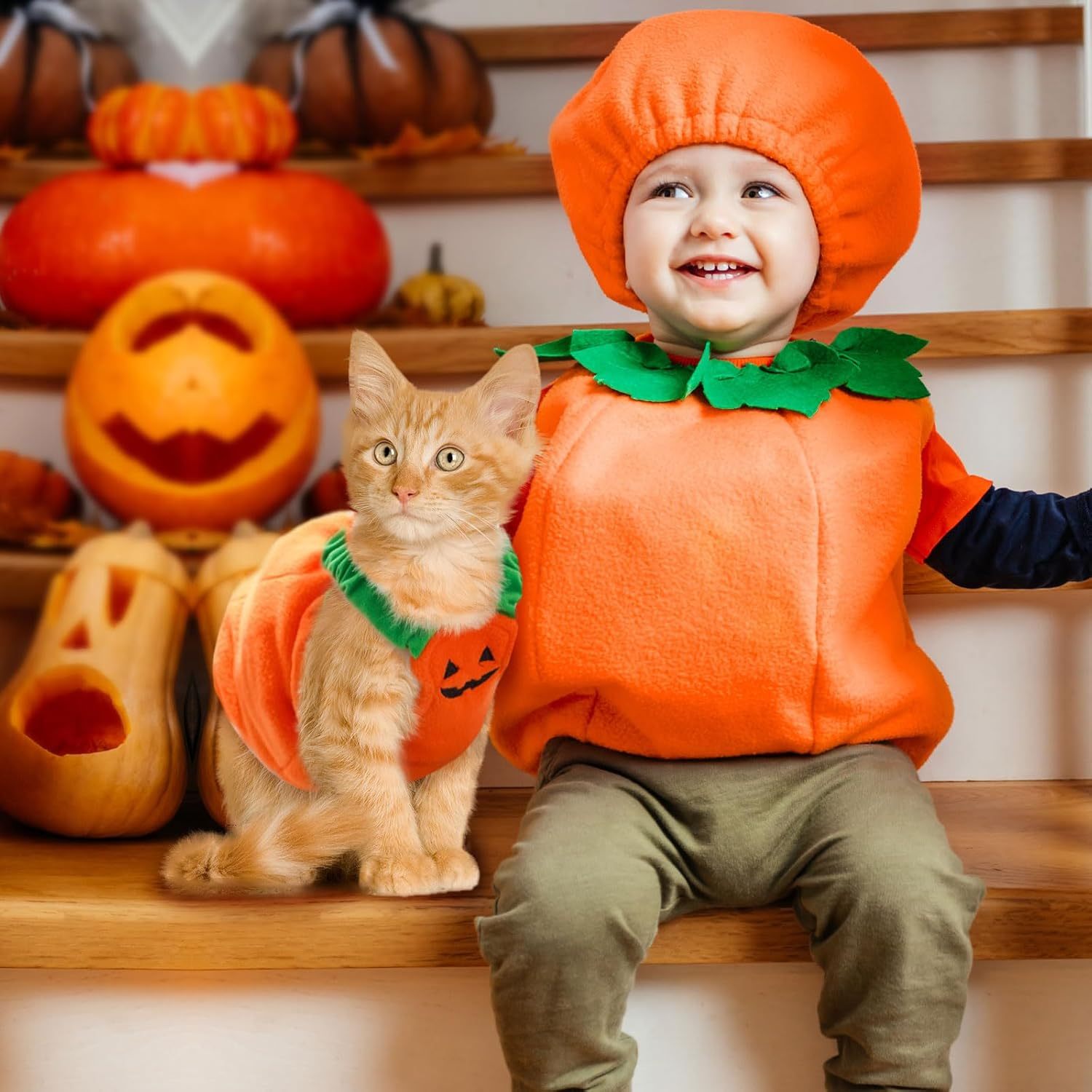 Funny Pumpkin Pet Costume – Plush Halloween Outfit for Small and Medium Dogs and Cats