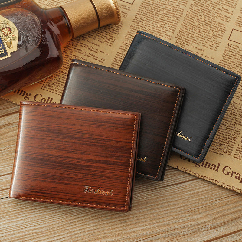 Men's Short Glossy Leather Wallet