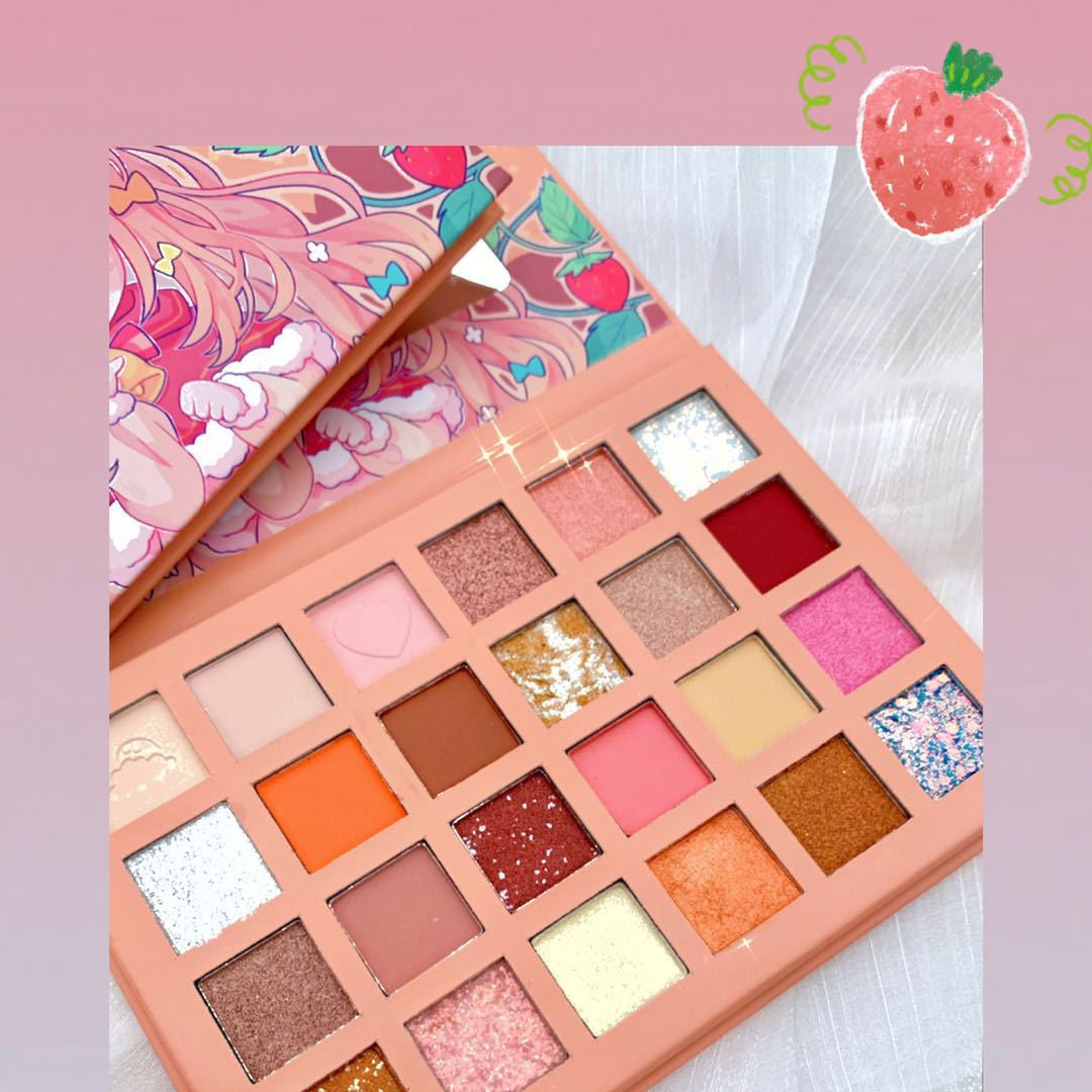 New 24 Colors Strawberry Girl Eyeshadow Palette Glitter