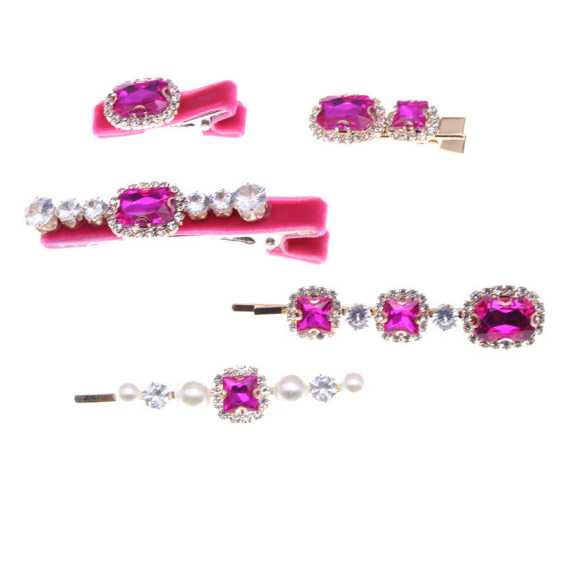 Colorful Fashion Rhinestone Flannel Ladies Hair Accessories Set