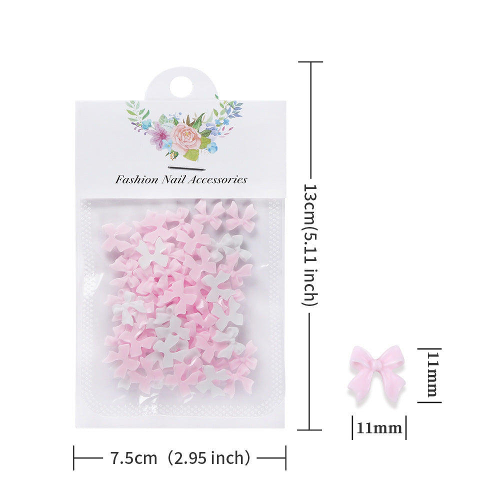 50 Pieces White Ribbon Bowknot Nail Jewelry
