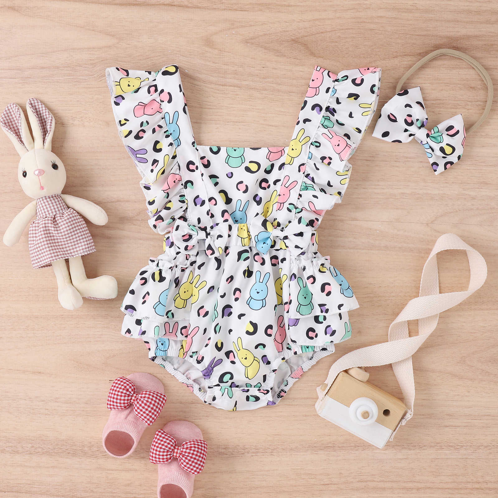 Baby Summer Romper Children's Clothing Floral Lotus Leaf Flounced Sleeve Printed Skirt