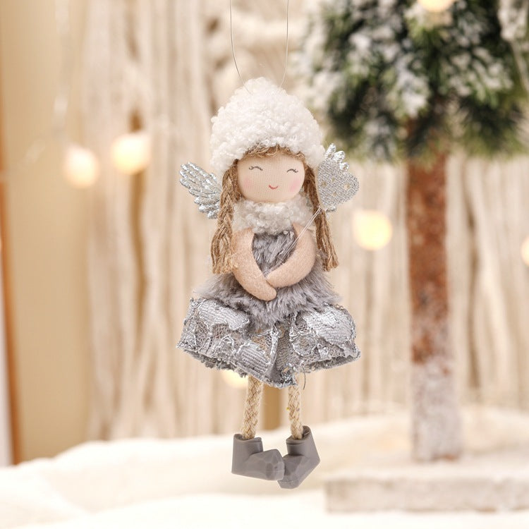 Christmas Lace Angel Doll Pendant with Snowflake for Tree and Window Decorations