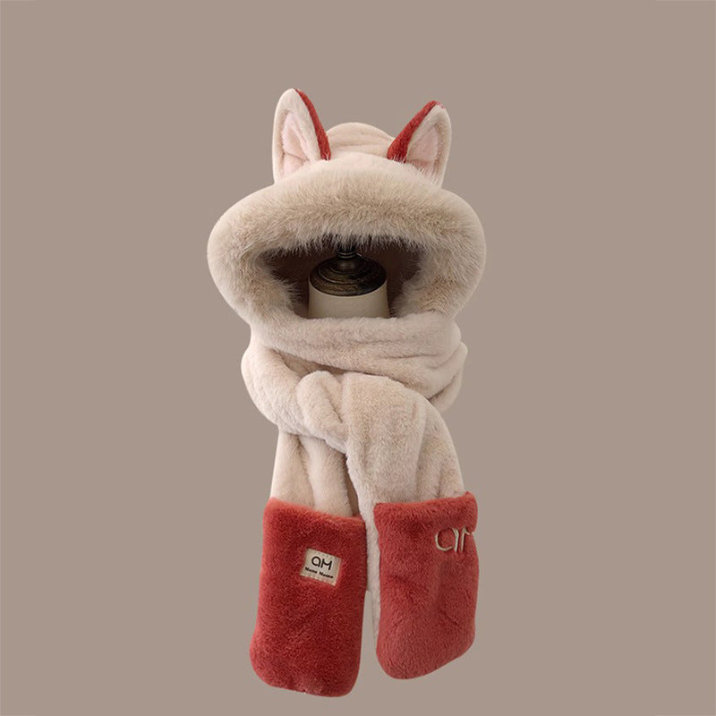 Winter Warm Cartoon Plush Bonnet for Women – Ear Protection Cozy Hat