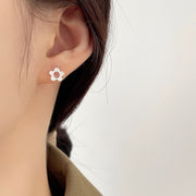 Unisex 925 Sterling Silver Flower Ear Studs Trendy Jewelry