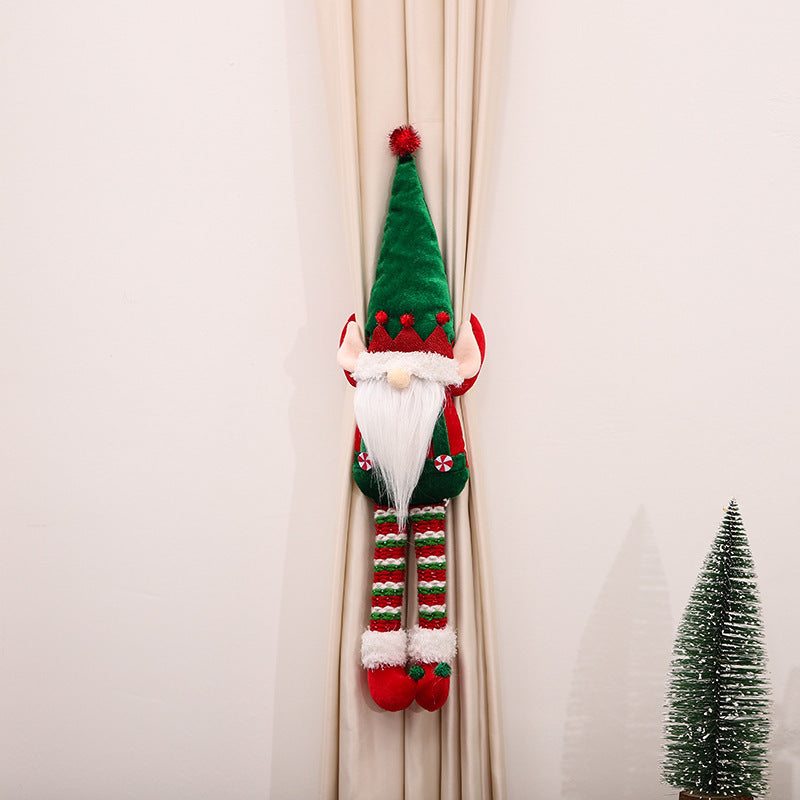 Christmas Elf Couple Curtain Hugging Doll