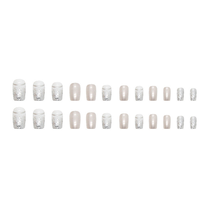 European And American Fashion Square Nail Art Silver Glitter Noble And Elegant