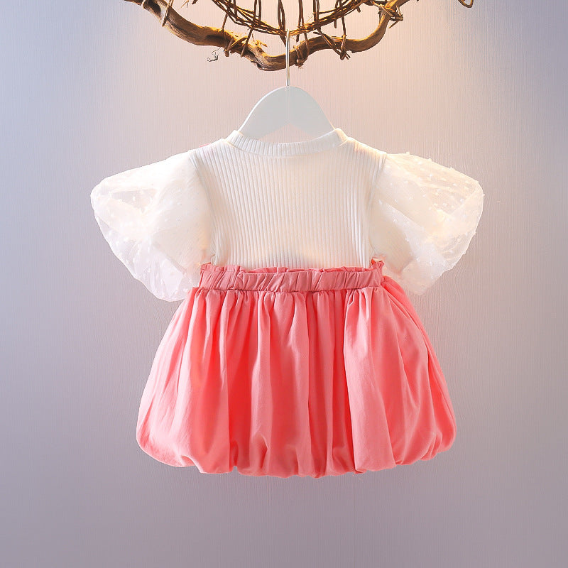 Girl's Fashionable With Skirt Fake Two-piece Casual 1-3-year-old Female