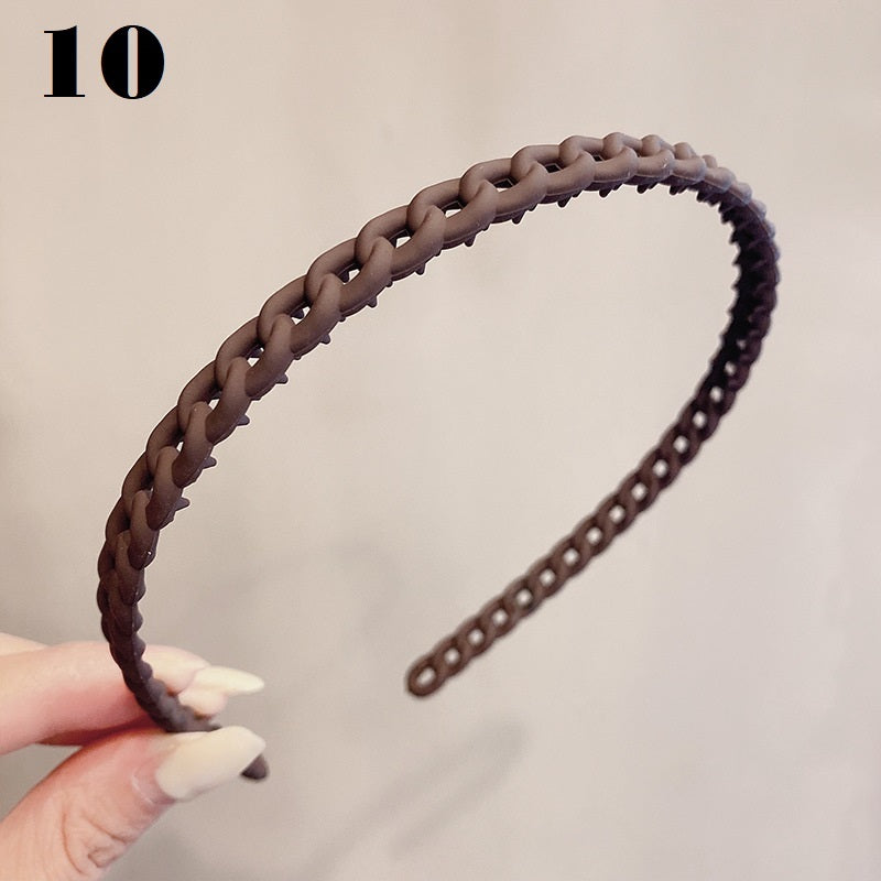 Simple Serrated Non-slip Solid Color Hair Headband
