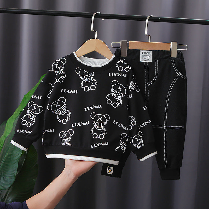 Fashion Personality Boy Korean Version Full Print Bear
