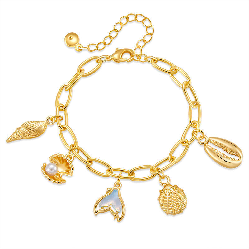 Women's 18K Gold-Plated Bracelet – Retro Copper Pendant Design
