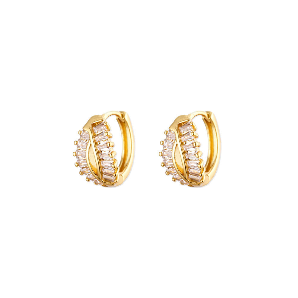 Exquisite Geometric Inlaid Zircon Earrings