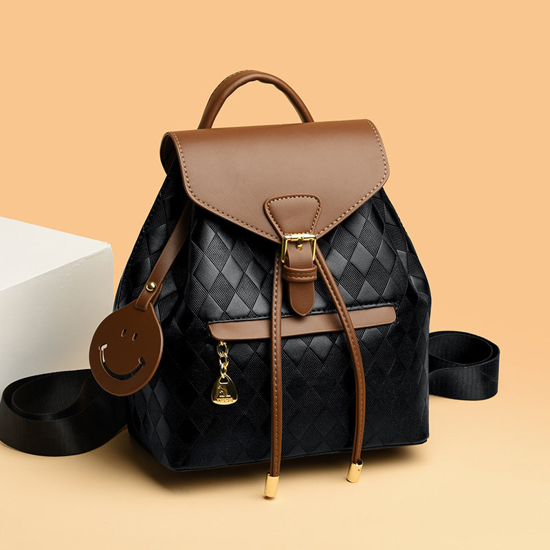 Womens PU Leather Bucket Backpack Casual Travel Bag