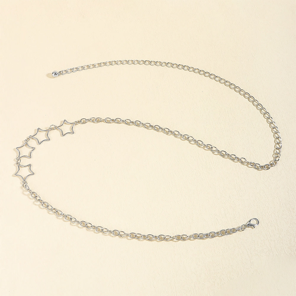 Women's Five-Pointed Star Metal Waist Chain for Dresses and Jeans