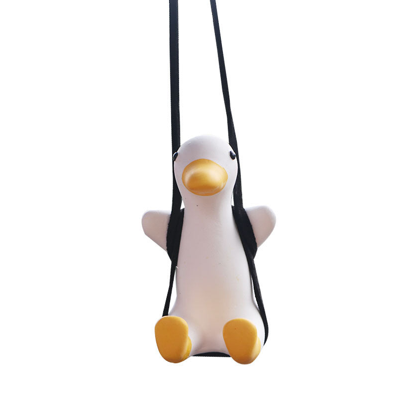Cute Anime Little Duck Car Pendant, Swinging Rearview Mirror Ornament for Girls, Interior Decoration and Gift