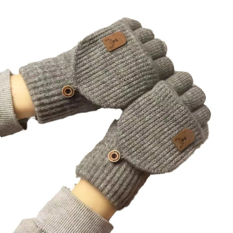 Half Finger Knitted Wool Gloves – Autumn Winter Couple Warmers