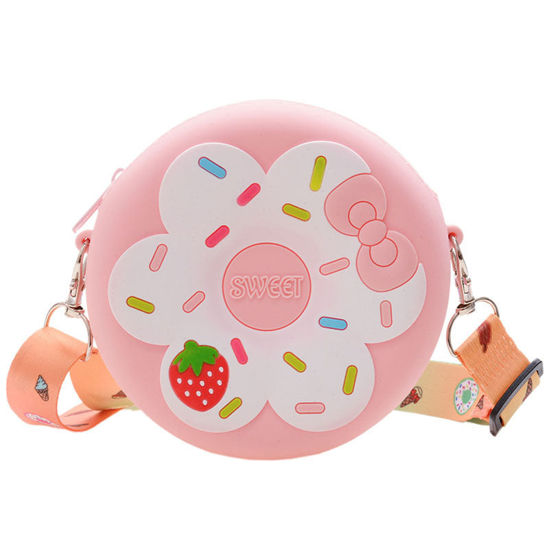 Silicone Children’s Portable Crossbody Bag – Fruit & Donut Shoulder Purse
