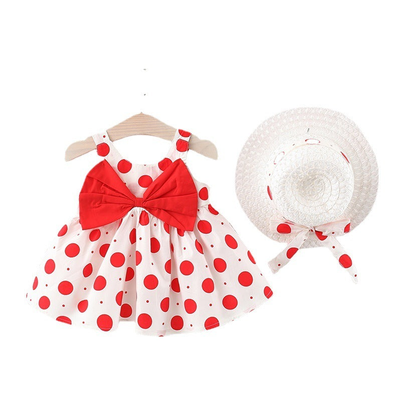 Polka Dot Bow Infant Korean Style Tank Top Skirt