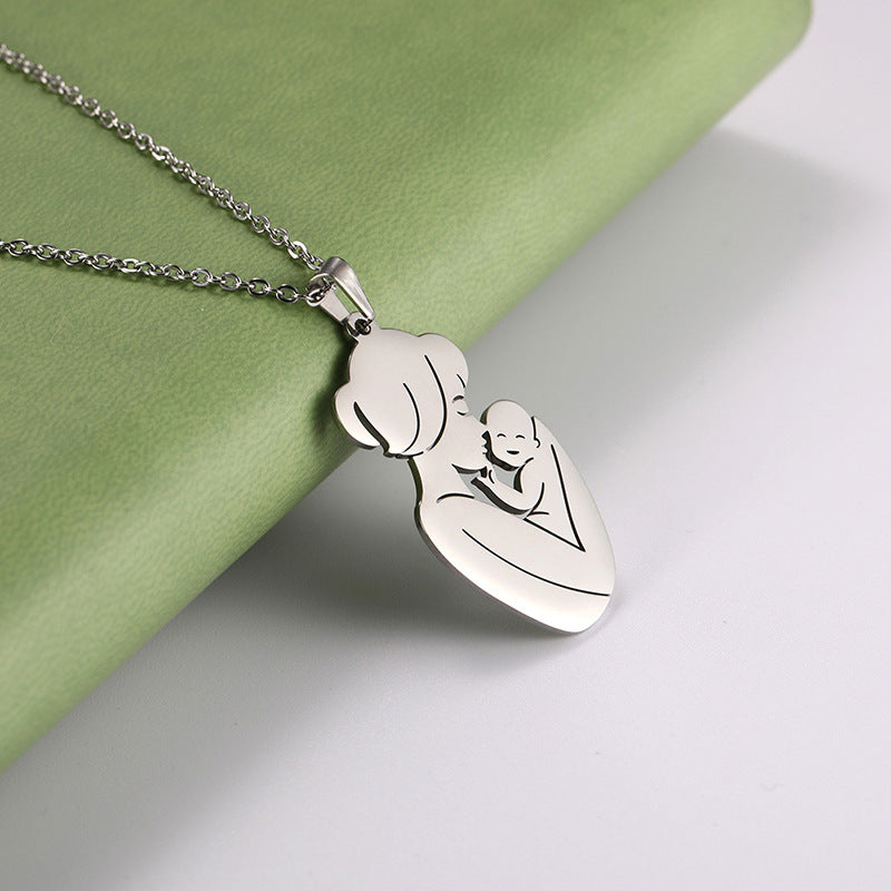 Mother And Baby Stainless Steel Women's Necklace Pendant