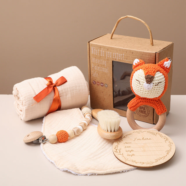 Unisex Baby Soft Cotton Swaddle Wrap And Bath Toy Set