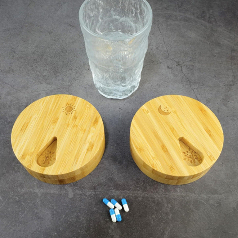 Wooden Portable Capsule Box Pill Storage Box