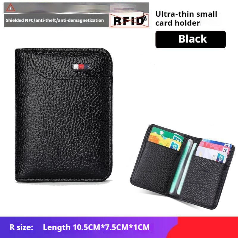 Men's Slim PU Leather Card Holder RFID Wallet Solid Color