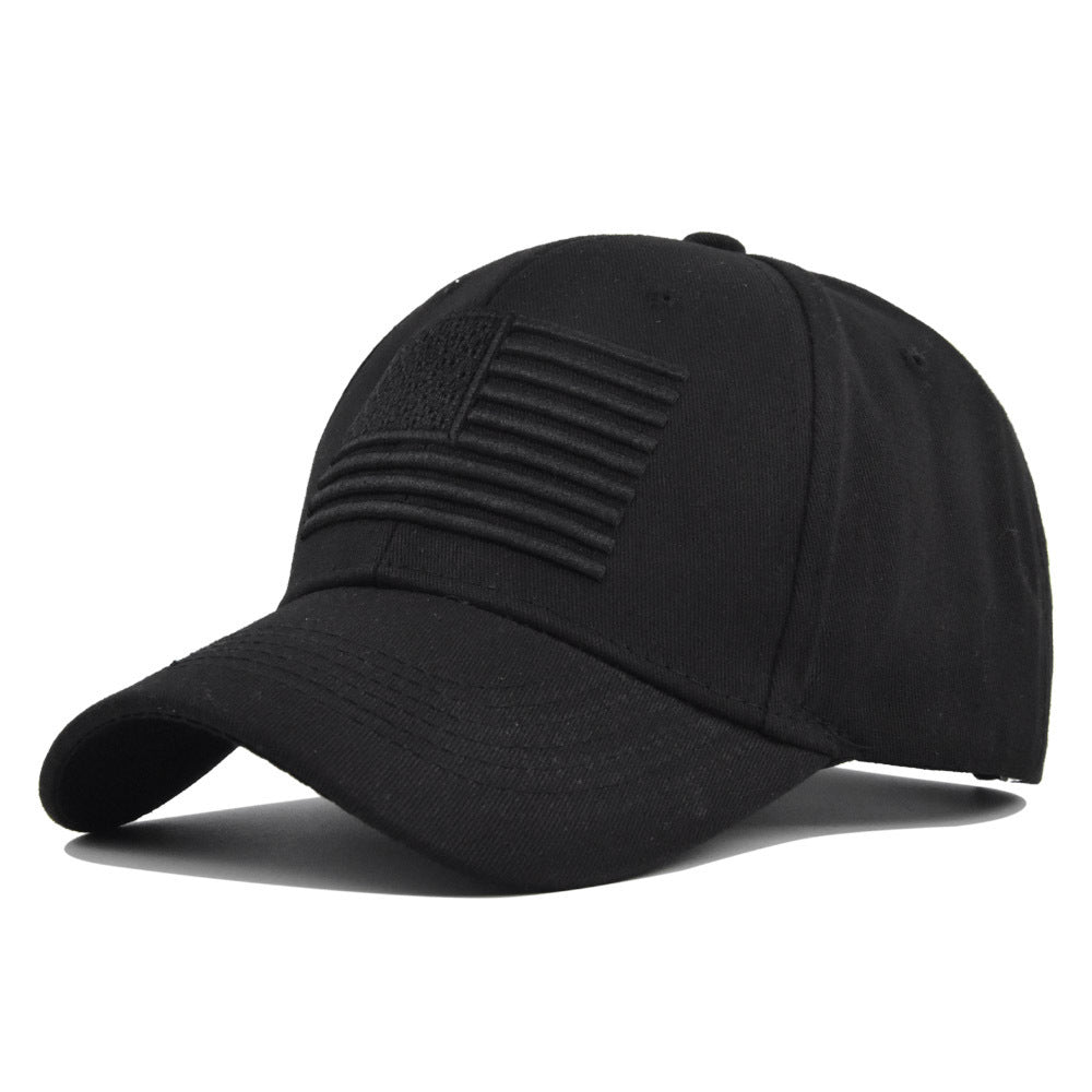 Stereo Embroidered Peaked Cotton Cap with Hard Dome Top for Men and Women