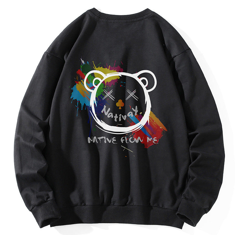 Round Neck Hoodie Long Sleeve Jacket For Men