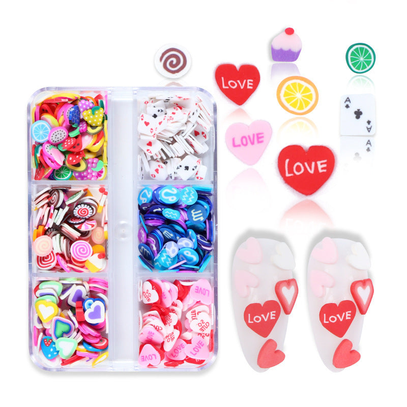 Small 6-grid Boxed Holiday Manicure Polymer Clay Ornament