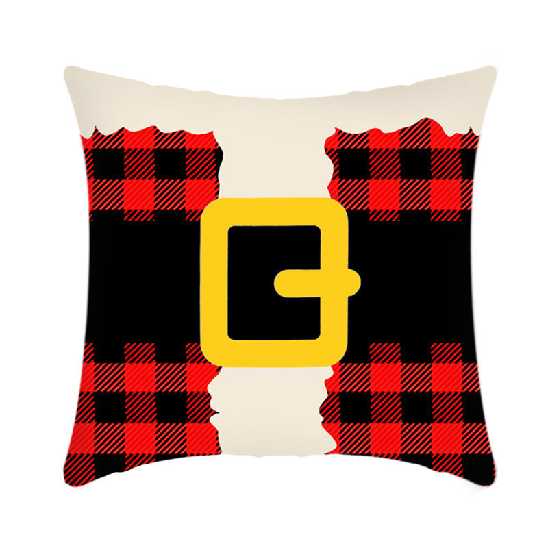Short Plush Christmas Cushion Cover 45cm Elk Santa Pillow