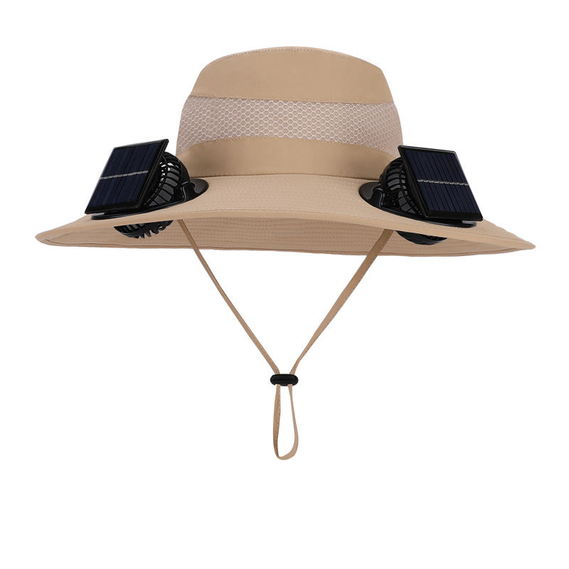 Solar Twin Fan Hat Men's Summer Outdoor Mountaineering Fishing