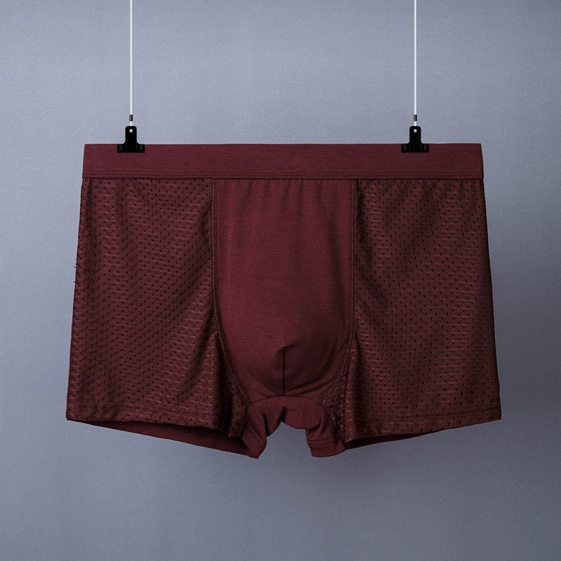 Men’s Ice Silk Boxer Shorts – Plus Size Breathable Mesh Underwear