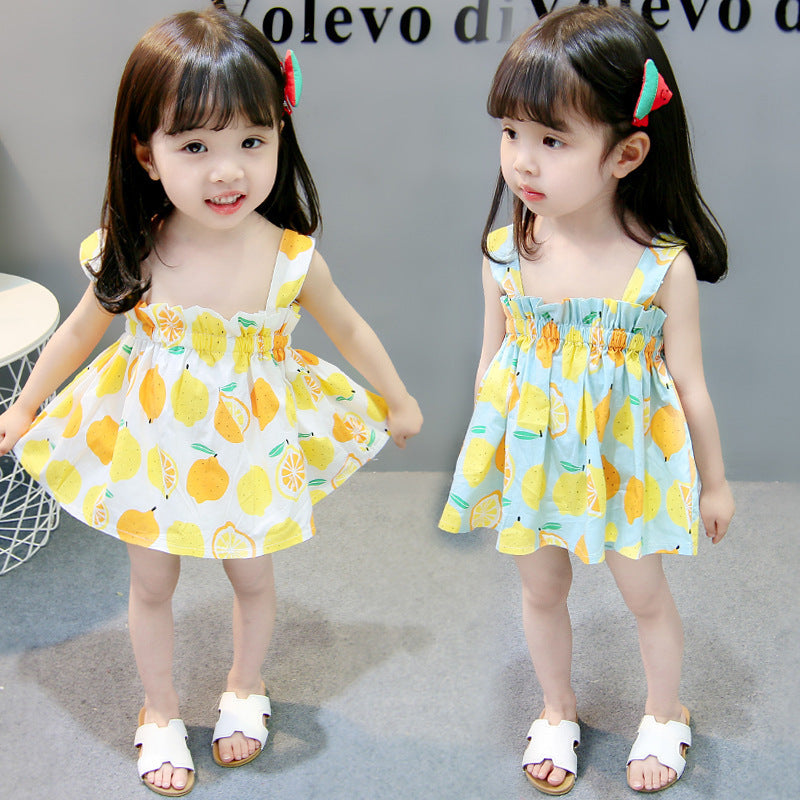 Women's Cotton Lemon Suspender Princess Dress