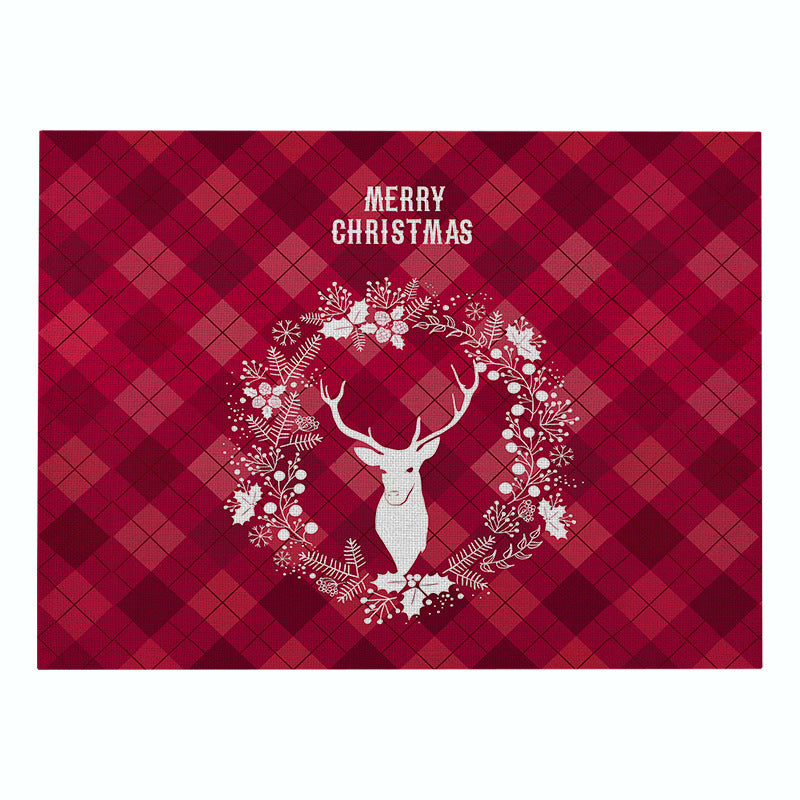 Christmas Series Cotton And Linen Placemat Dining Table Cushion Heat Proof Mat Anti-scald